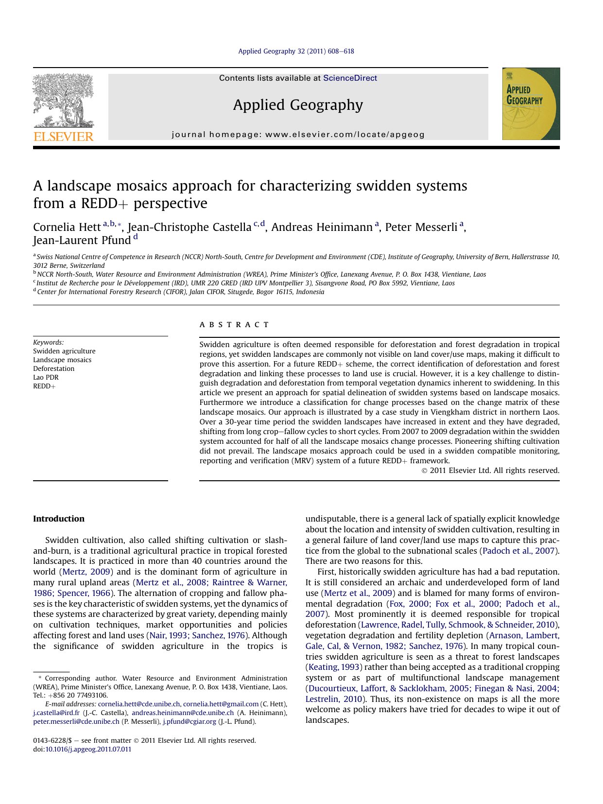 Cover image for A landscape mosaics approach for characterizing swidden systems from a REDD+ perspective