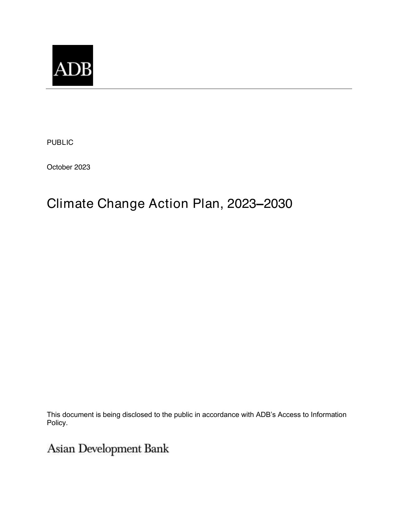 Cover image for Climate Change Action Plan, 2023-2030