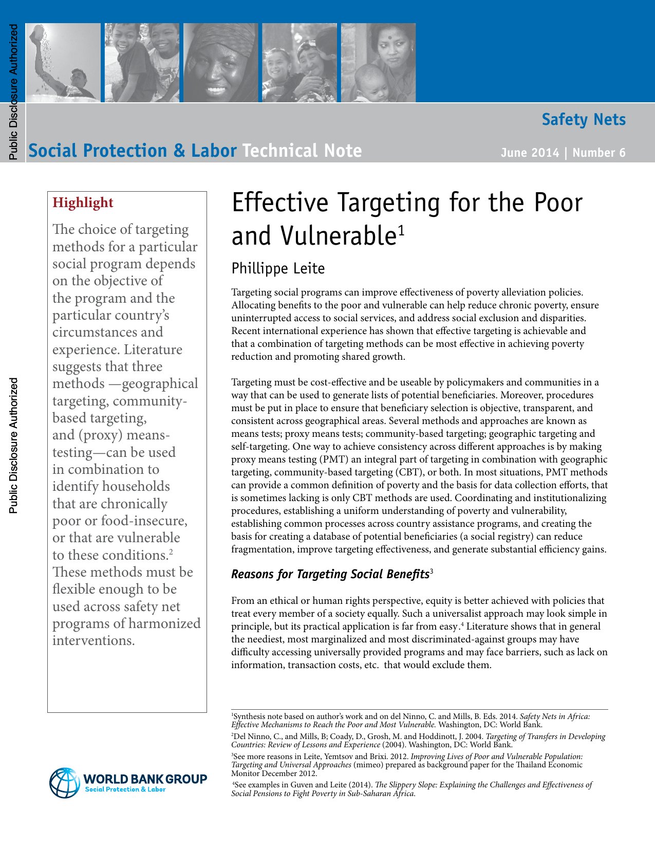 Cover image for Effective Targeting for the Poor and Vulnerable