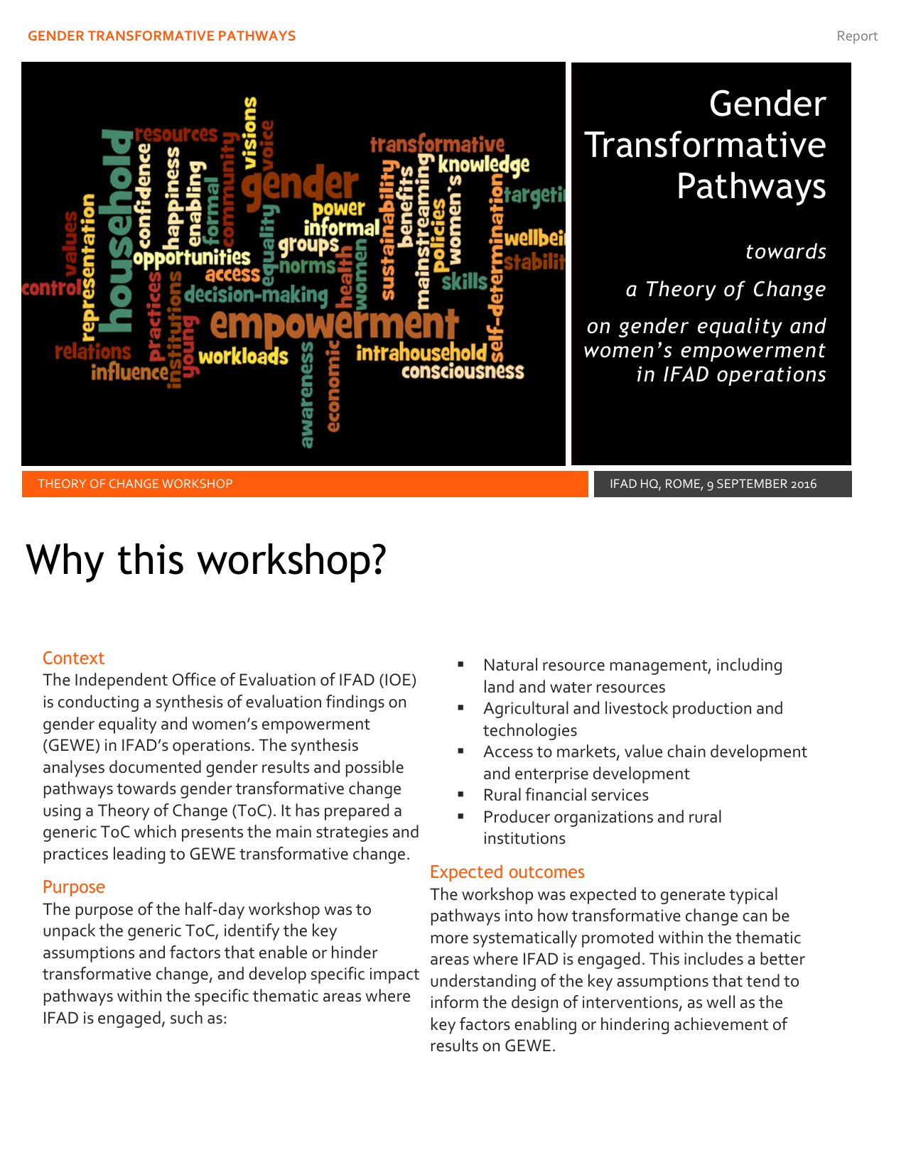 Cover image for Gender Transformative Pathways: towards a Theory of Change on gender equality and women's empowerment in IFAD operations