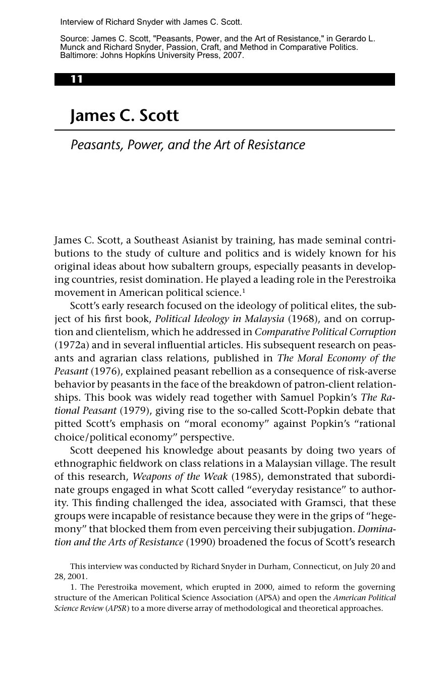 Cover image for Interview of Richard Snyder with James C. Scott: Peasants, Power, and the Art of Resistance
