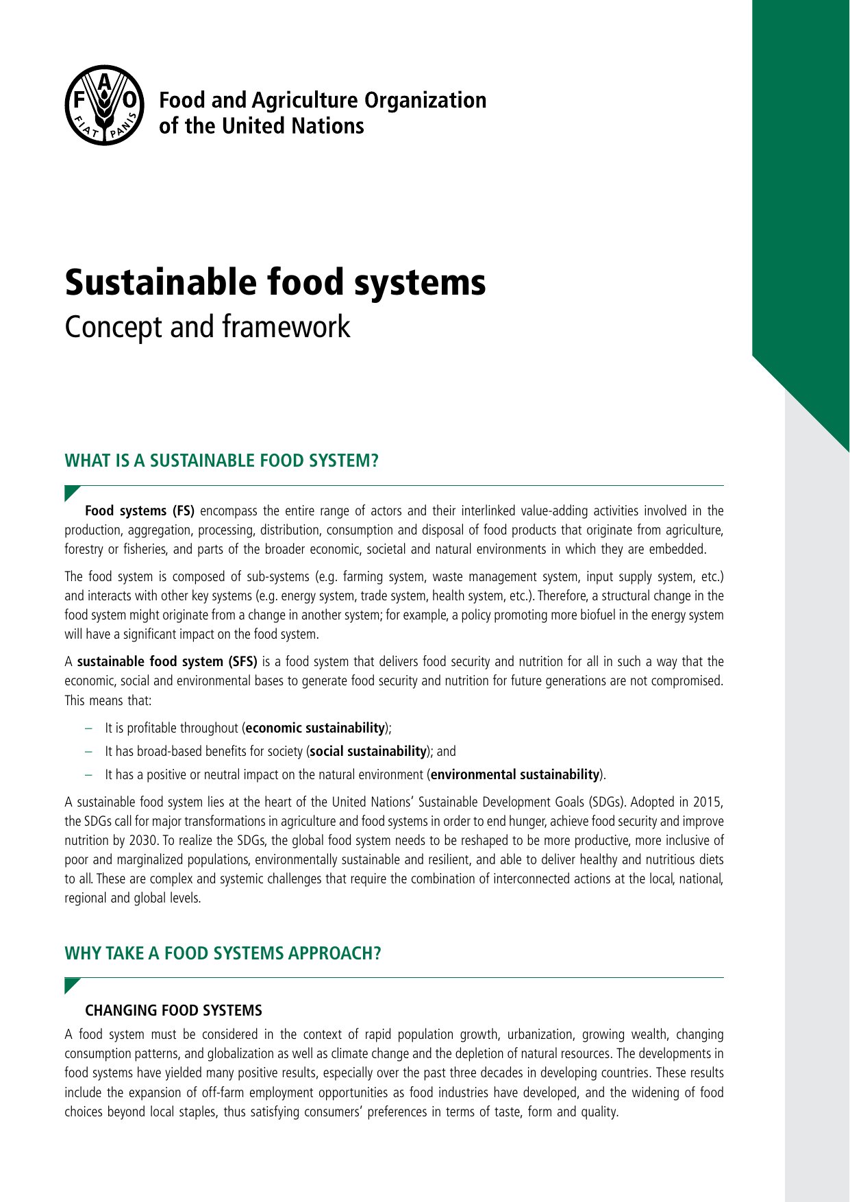 Cover image for Sustainable food systems: Concept and framework